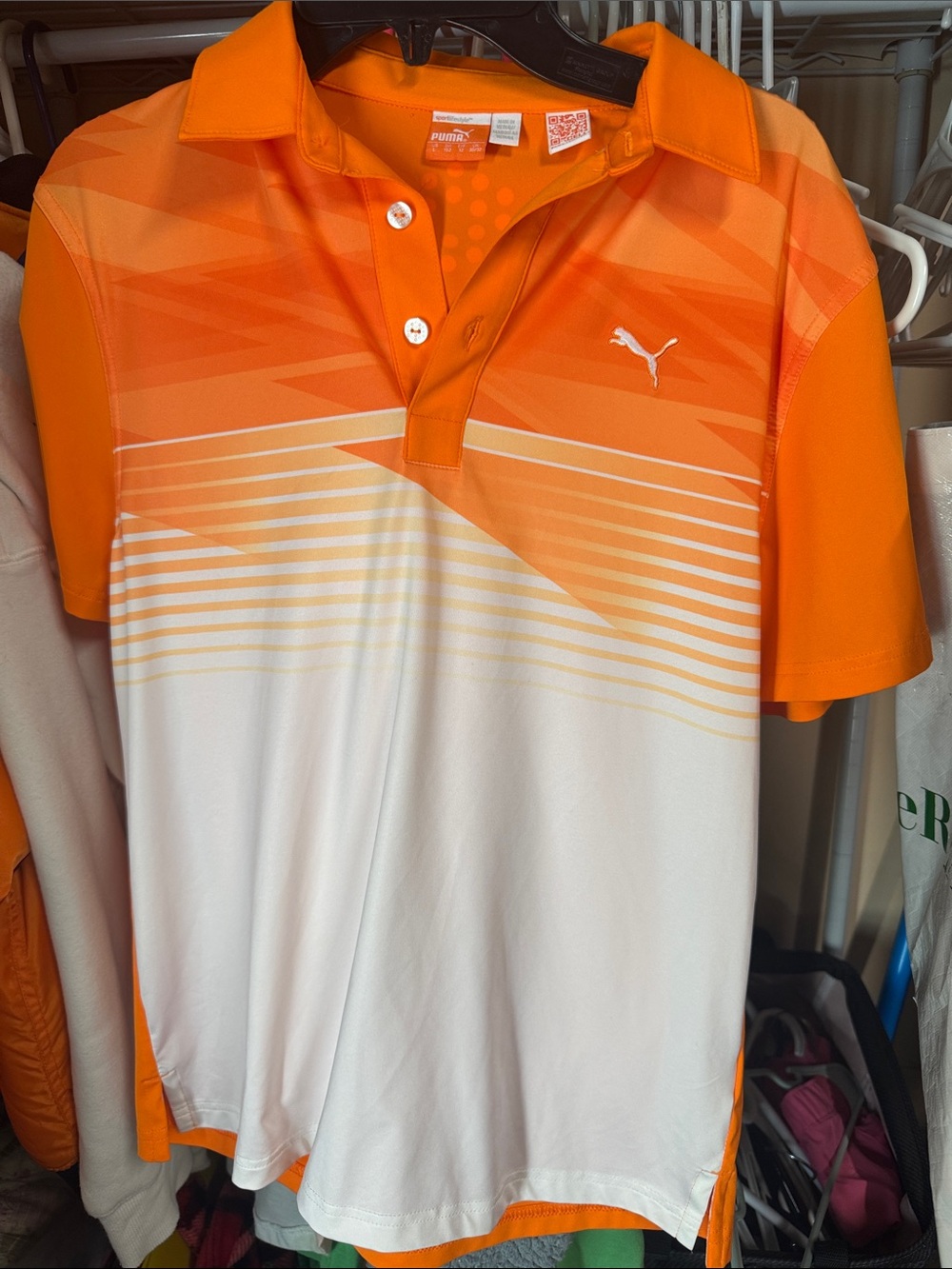 Puma Orange and White Gradient Women’s Polo